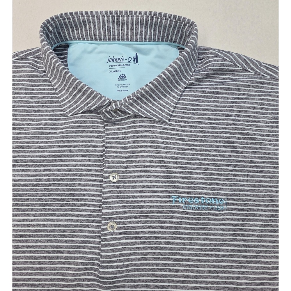 Johnnie-O Firestone Country Club Golf Polo Shirt XL‎ Gray Striped LIMITED USE